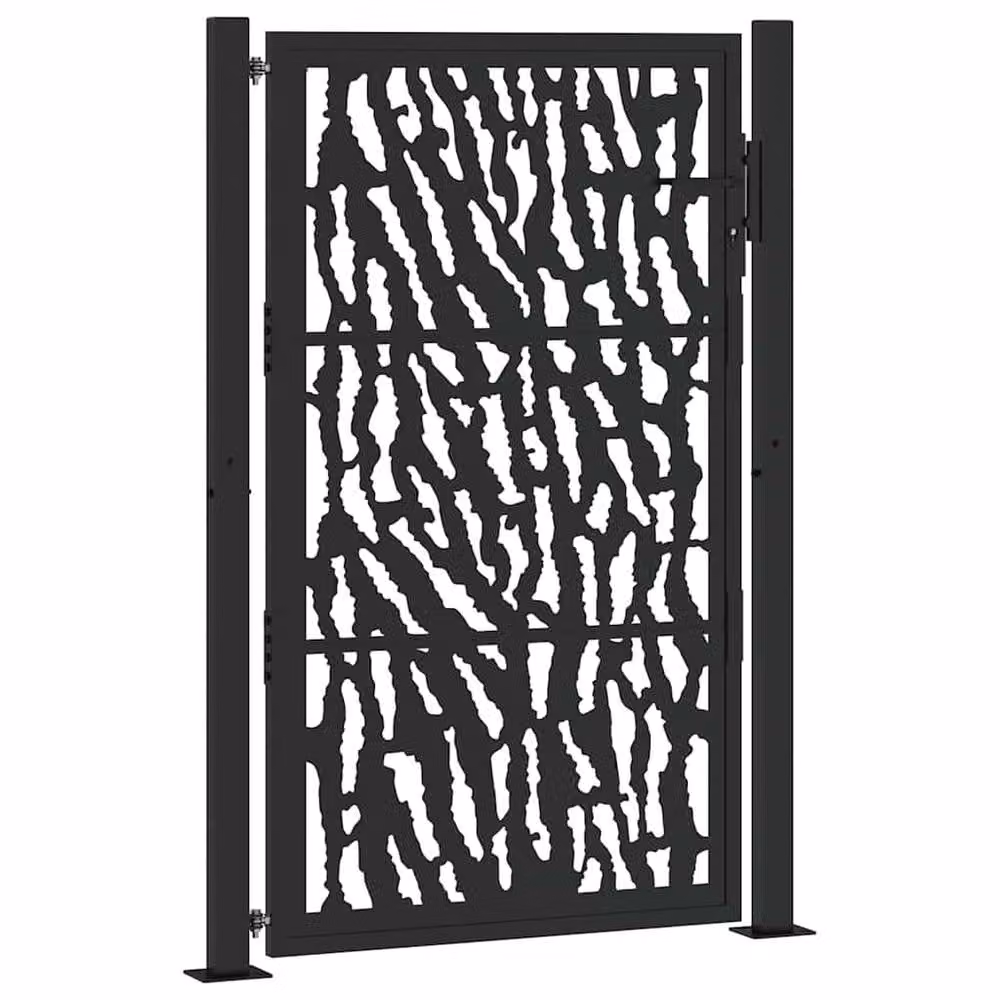Berkfield Home Beautiful Garden Gate in Black Steel with Trace Design, W: 105 cm, H: 155 cm – 3