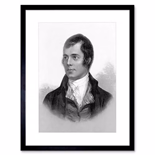Wee Blue Coo Portrait of Robert Burns Ayr Scotland Framed Wall Art Print, Black, Brown or White, W/H: 30.5 x 41.0 cm – 1
