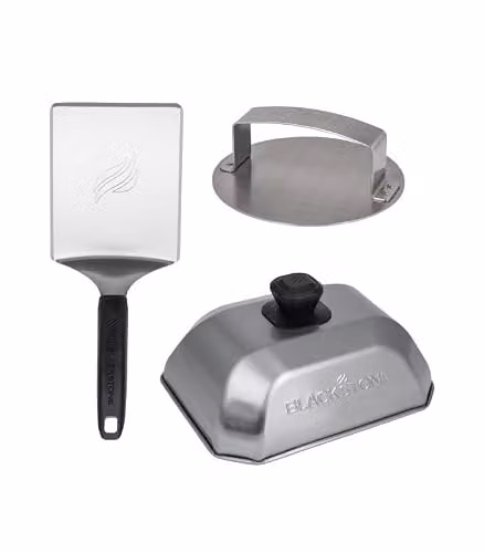 Blackstone Burger Preparation Set in Black, Grey and Silver Stainless Steel