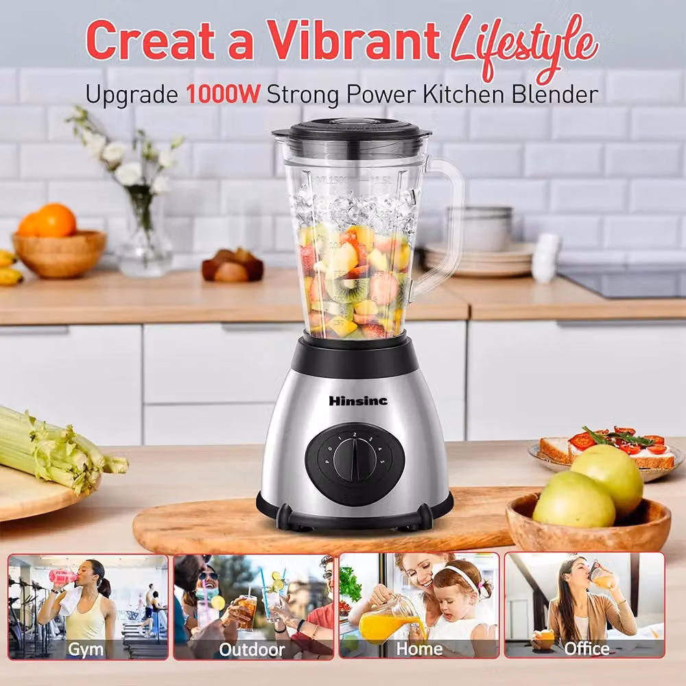 VOGREX 800W Blender and Smoothie Maker with Ice Crusher and Milkshake Mixer in Silver – 6