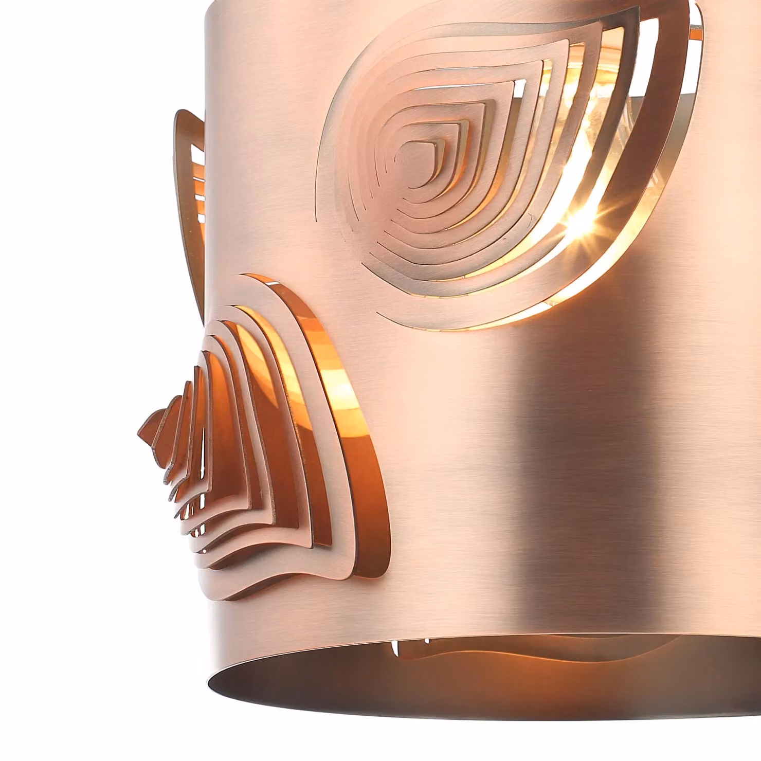 Happy Homewares Modern Metal Easy Fit Pendant Shade with Laser Cut Leaves in Copper, H 30 cm x W 22 cm x D 22 cm – 2