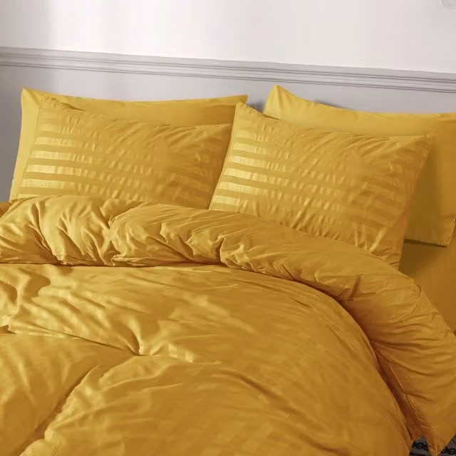 Cotton Passion Yellow Striped Microfibre Duvet Cover and Pillowcase Set, W/D/H: 90 x 200 cm and 50 x 75 cm