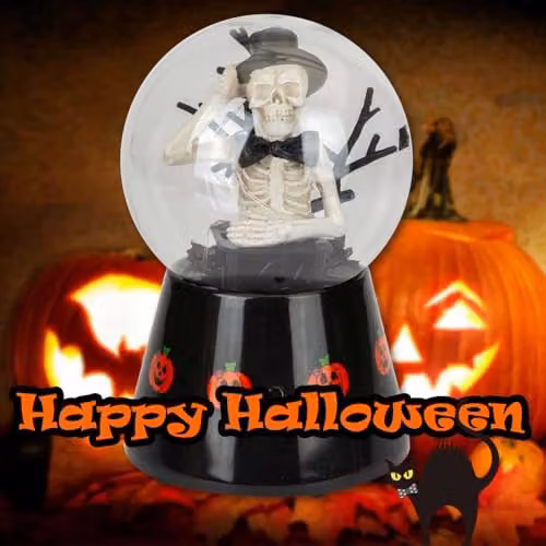VFM e-Store Halloween Globe Light Up Trinket Decoration, Black, W: 17 cm, D: 10 cm, H: 1 cm – 6