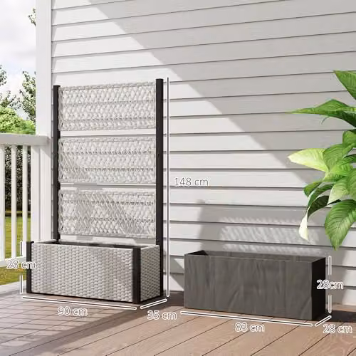 Outsunny Garden Planter Box with Trellis in Grey, W/D/H: 90 x 35 x 148 cm – 7