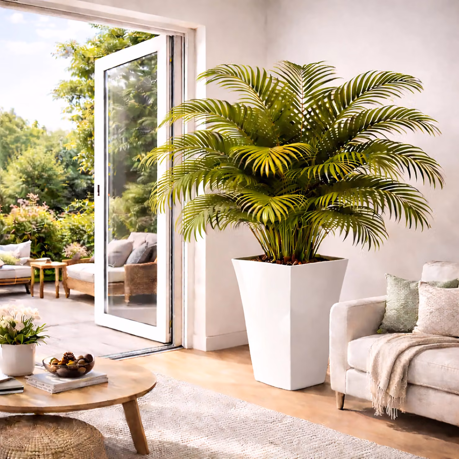 Simpa Milano Tall Square Plastic Plant Pots, Set of 2, White, H: 45 cm, W: 30 cm, D: 19 cm – 2