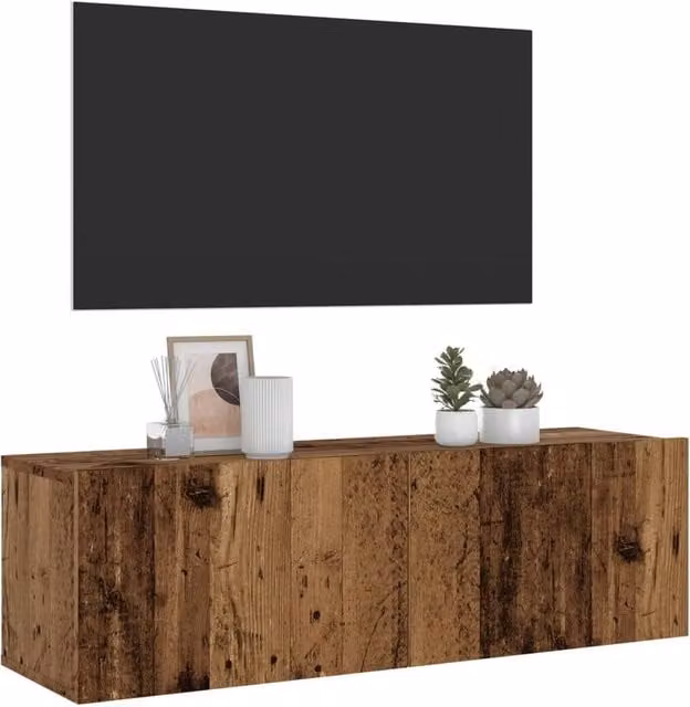 Berkfield Home Wall Mounted TV Cabinet in Brown Rustic Old Wood, W/D/H: 100 x 30 x 30 cm – 1