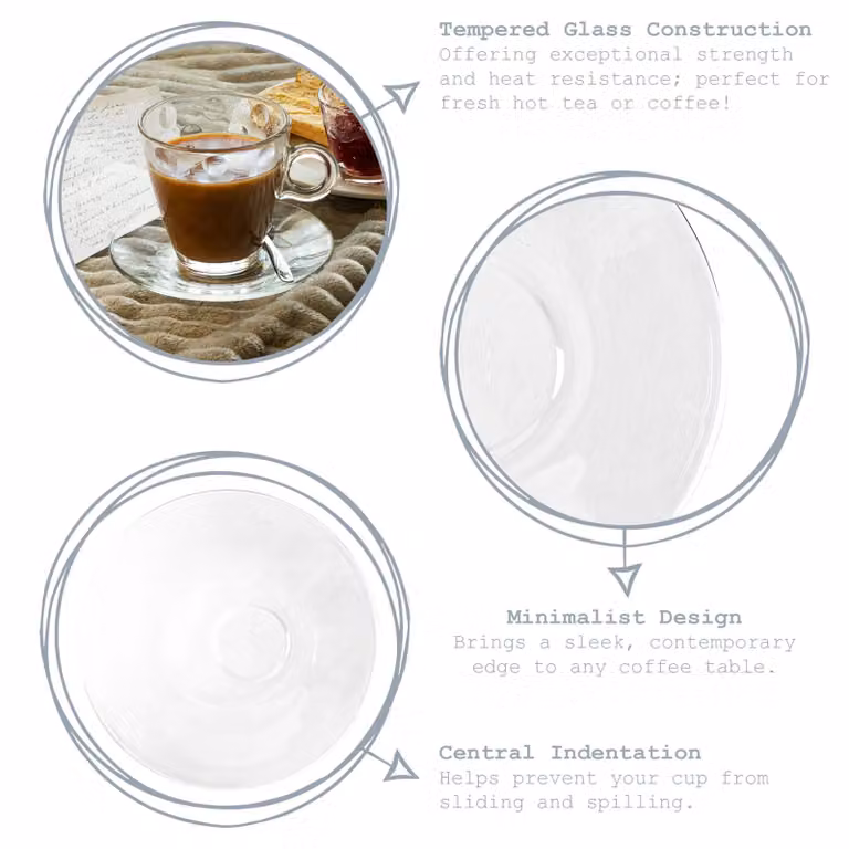 Bormioli Rocco Bar Glass Cappuccino Saucers, Clear, Pack of 24, Diameter: 14 cm