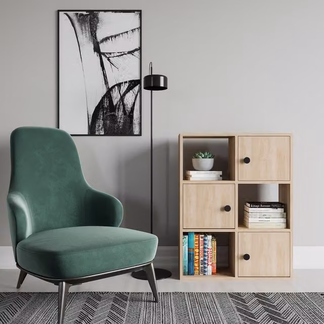 Decorotika Tasso Bookcase with Cabinets in Yellow