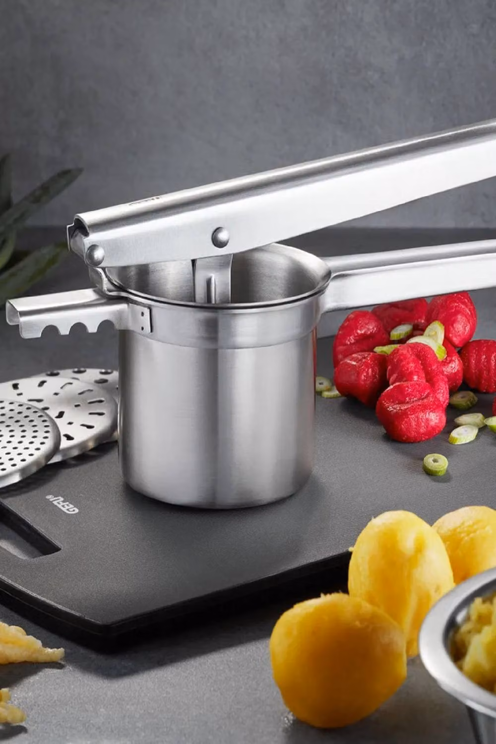 Gefu PRENSO Multi-Function Potato Masher and Food Press in Silver with Ergonomic Stainless Steel Handle – 2