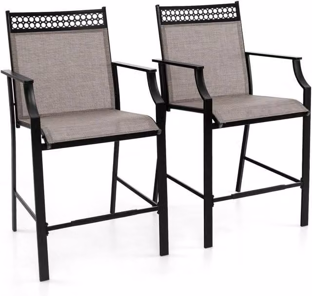 Havendro Set of 2 Modern Fabric and Metal Counter Height Bar Stools in Matt Black – 1
