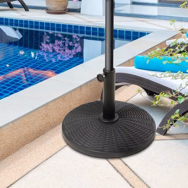 Outsunny Round Cement Parasol Base in Black