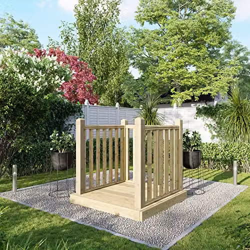 Powersheds Premium Wooden Decking Kit with Hand Rails in Brown