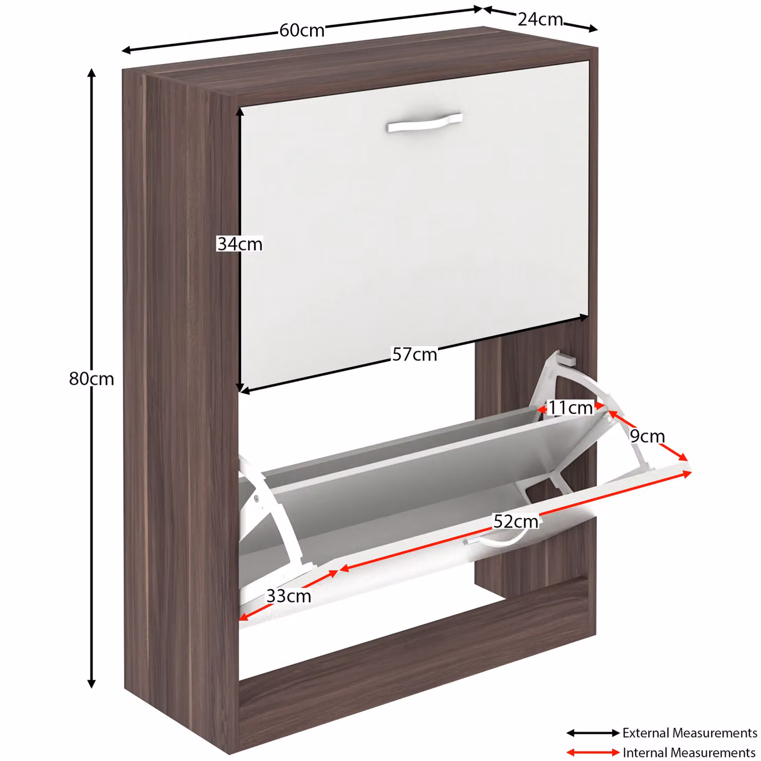 Vida Designs Modern 2 Drawer White Shoe Cabinet with Tilting Compartments – 2