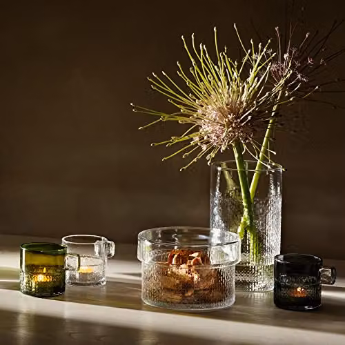 LSA International Glass Tealight Holder with Handle in Green, H: 9 cm – 4