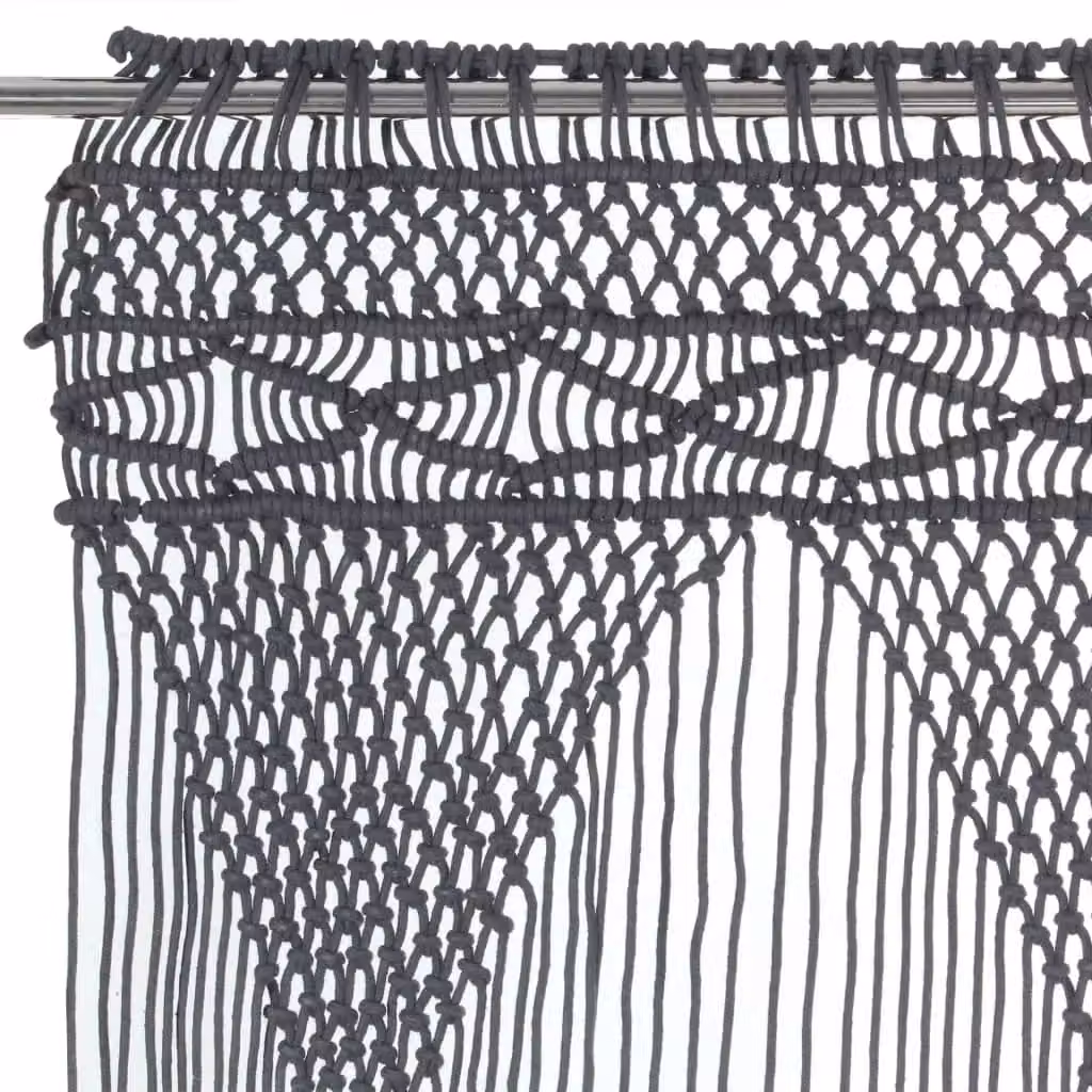 Berkfield Home Macrame Curtain in Anthracite, W: 140 cm, H: 240 cm – 2