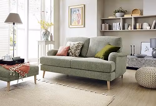 Abakus Direct Harper 2 Seater Sofa in Pickle Green Smart Chenille Fabric – 2