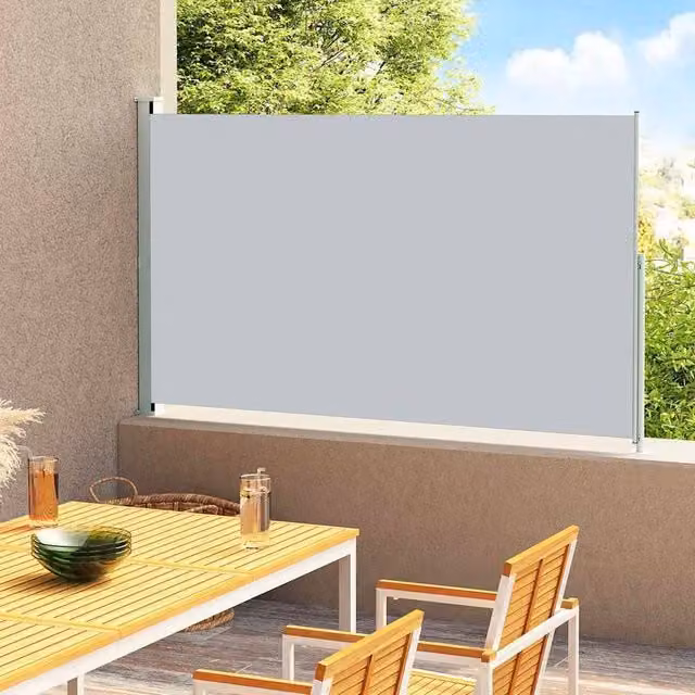 Berkfield Home Patio Retractable Side Awning in Grey, W: 300 cm, H: 200 cm