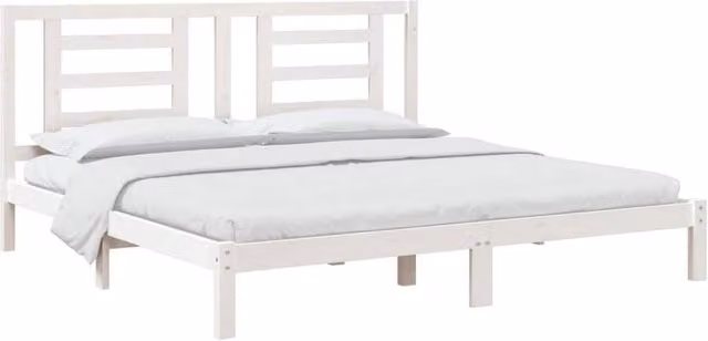 Berkfield Home Beautiful Super King Size Bed Frame in White Solid Pine Wood W/D/H: 180 x 200 x 185.5 cm