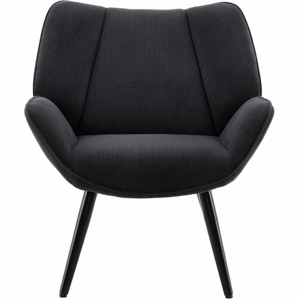 VOGREX Modern Grey Wingback Accent Armchair with Metal Legs and Armrests – 4