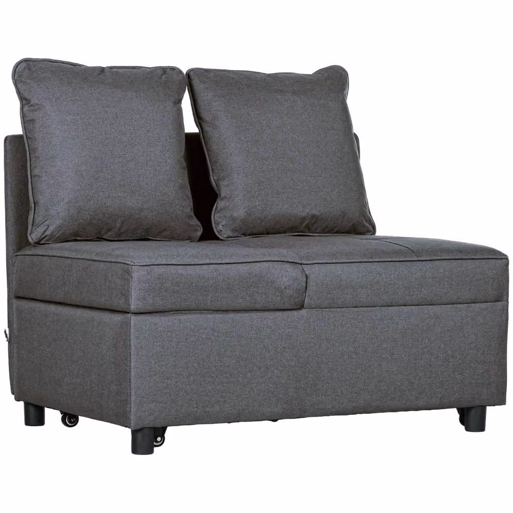 STILVORA 3-in-1 Grey Fabric Chair Bed with Solid Wood Frame and Adjustable Back – 4