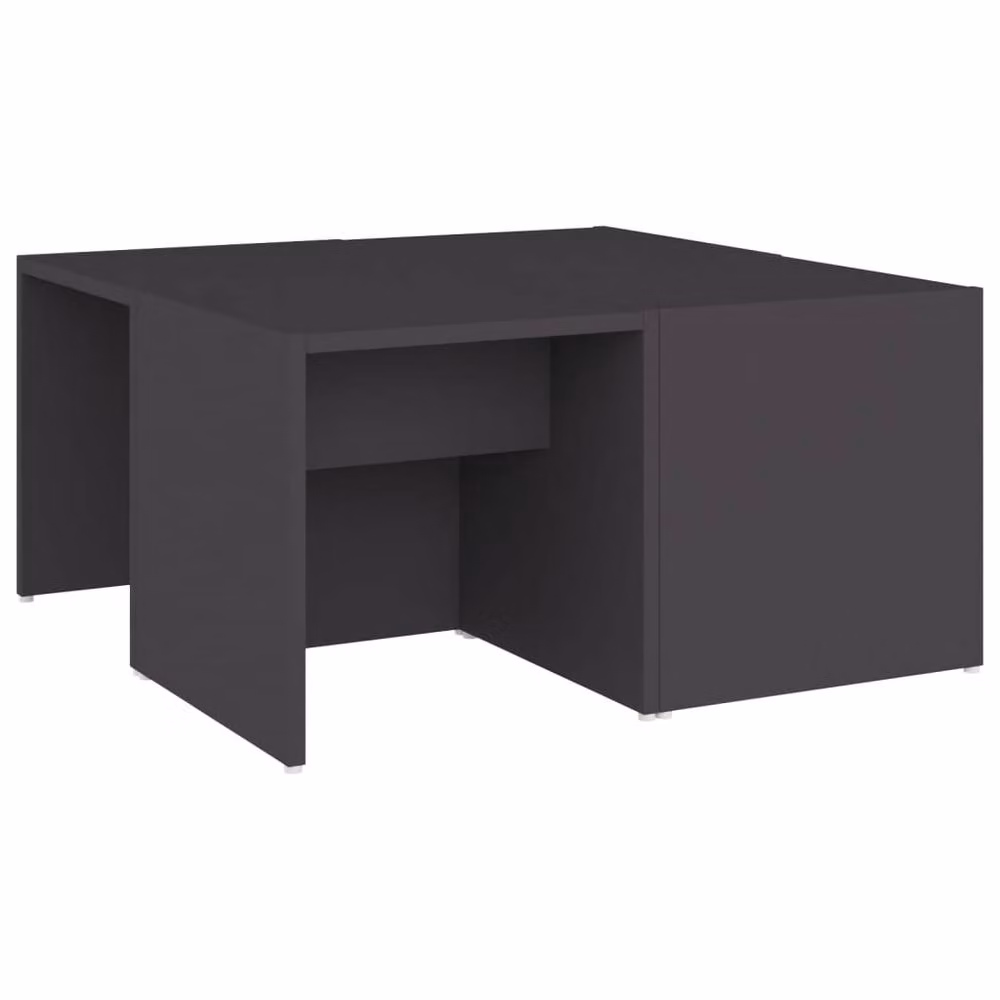 Berkfield Home Set of 4 Stylish Grey Square Coffee Tables in Engineered Wood, W/D/H: 33 x 33 x 33 cm – 2