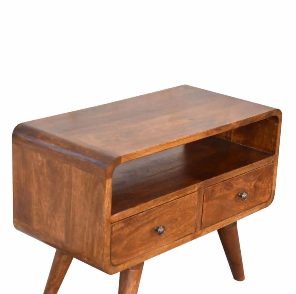 STILVORA Classic Brown Wood Chest of Drawers with 2 Drawers – 3