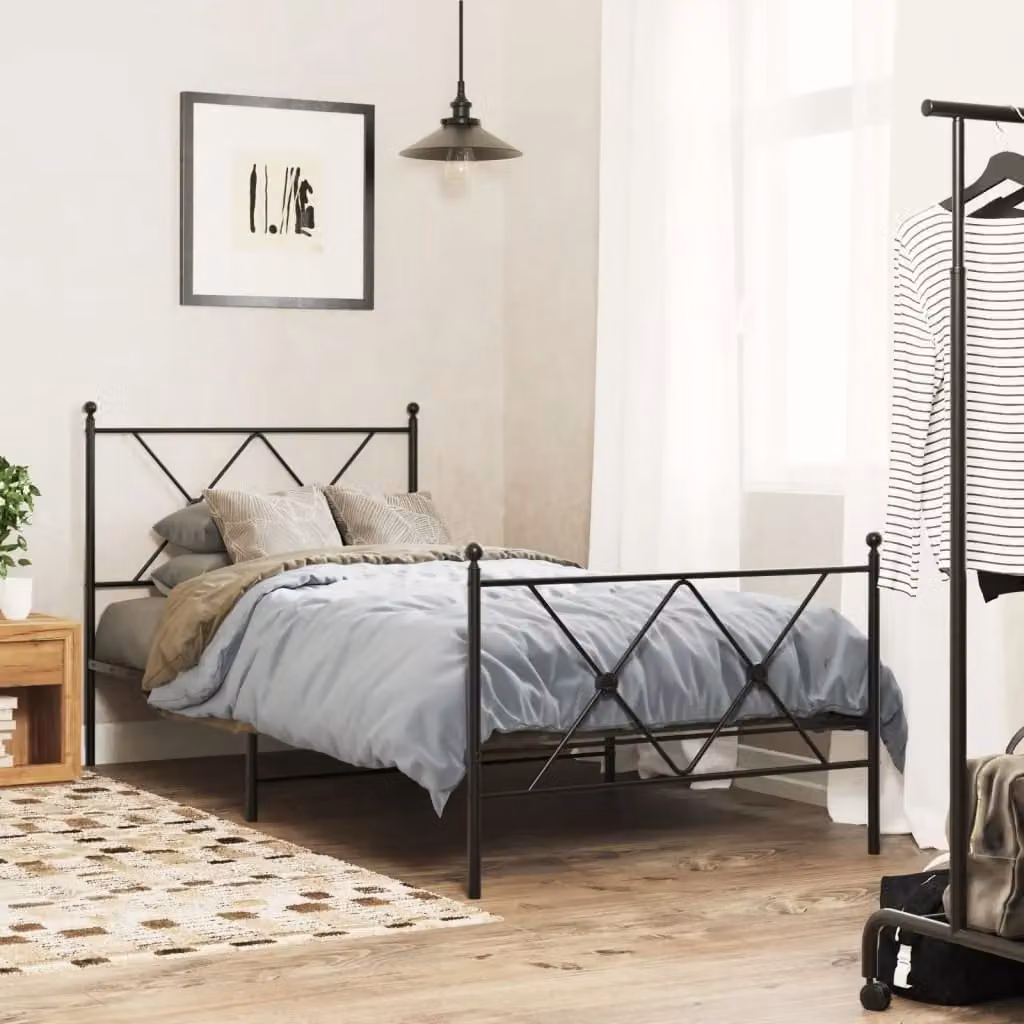 Berkfield Home Classic Metal Headboard in Black, Width: 90 cm – 3