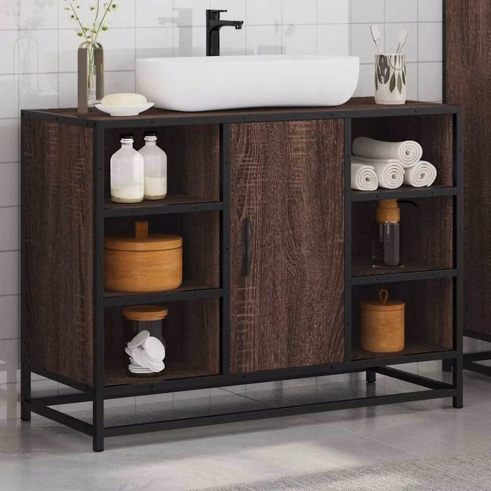 Berkfield Home Elegant Brown Oak Bathroom Sink Cabinet W/D/H: 80 x 33 x 60 cm – 4
