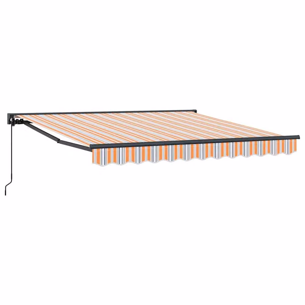 Berkfield Home Manual Retractable Folding Arm Awning in Blue, Orange and Multicolour, W: 300 cm, D: 250 cm – 3