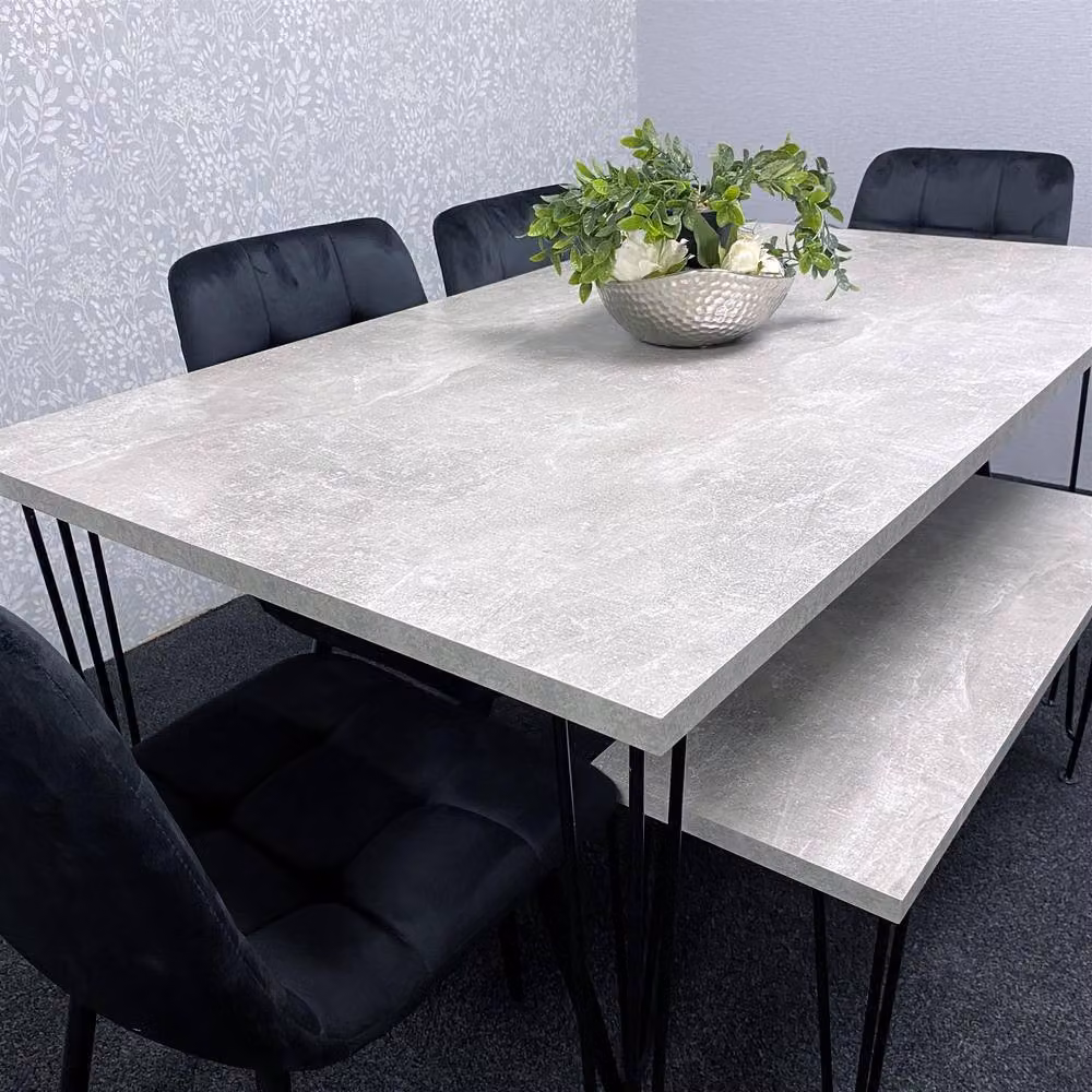 Kosy Koala Modern Dining Set in Brown with 4 Black Chairs and 1 Bench – 3