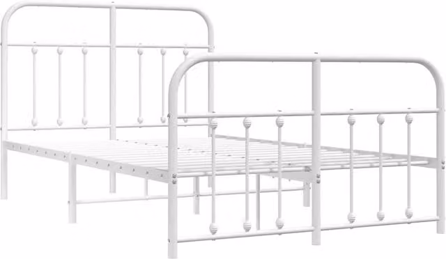 Berkfield Home Metal Bed Frame with Headboard and Footboard in White, W/D/H: 120 x 200 cm