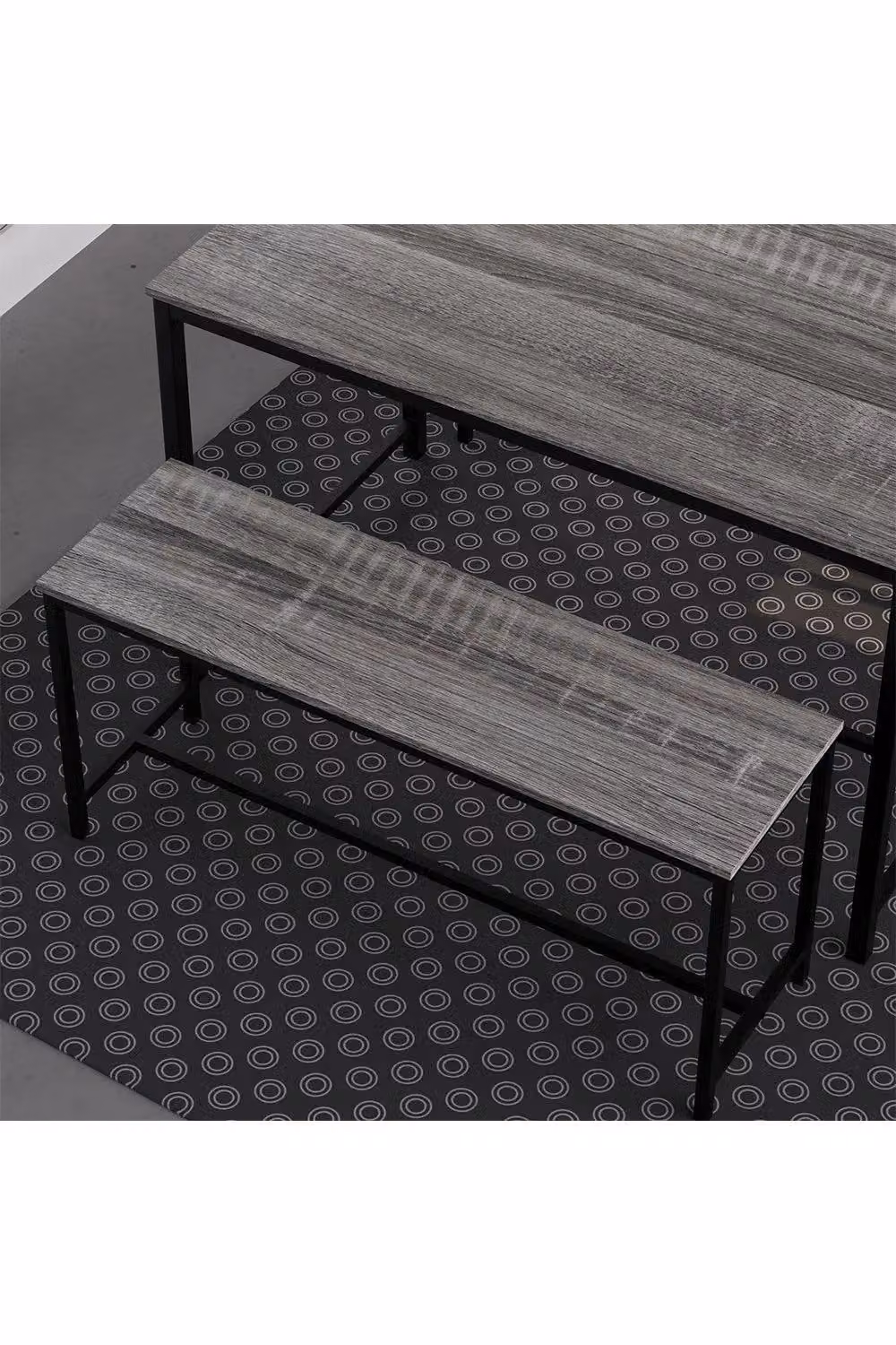 Vida Designs Brooklyn 4 Seater Industrial Dining Set with Table and Benches in Grey – 4