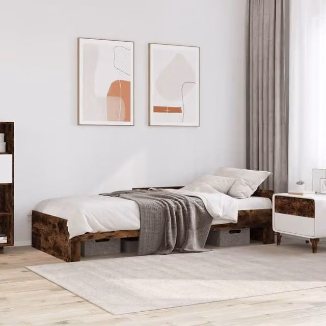 Berkfield Home Bed Frame in Smoked Oak with Lift Up Base, Brown, W: 100 cm, D: 200 cm
