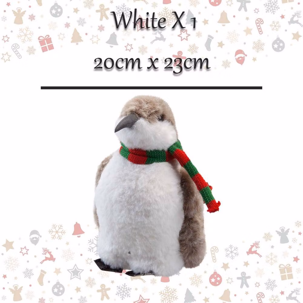 VFM e-Store Christmas Penguin Tabletop Decoration, White and Brown, W/H: 20 x 23 cm – 2