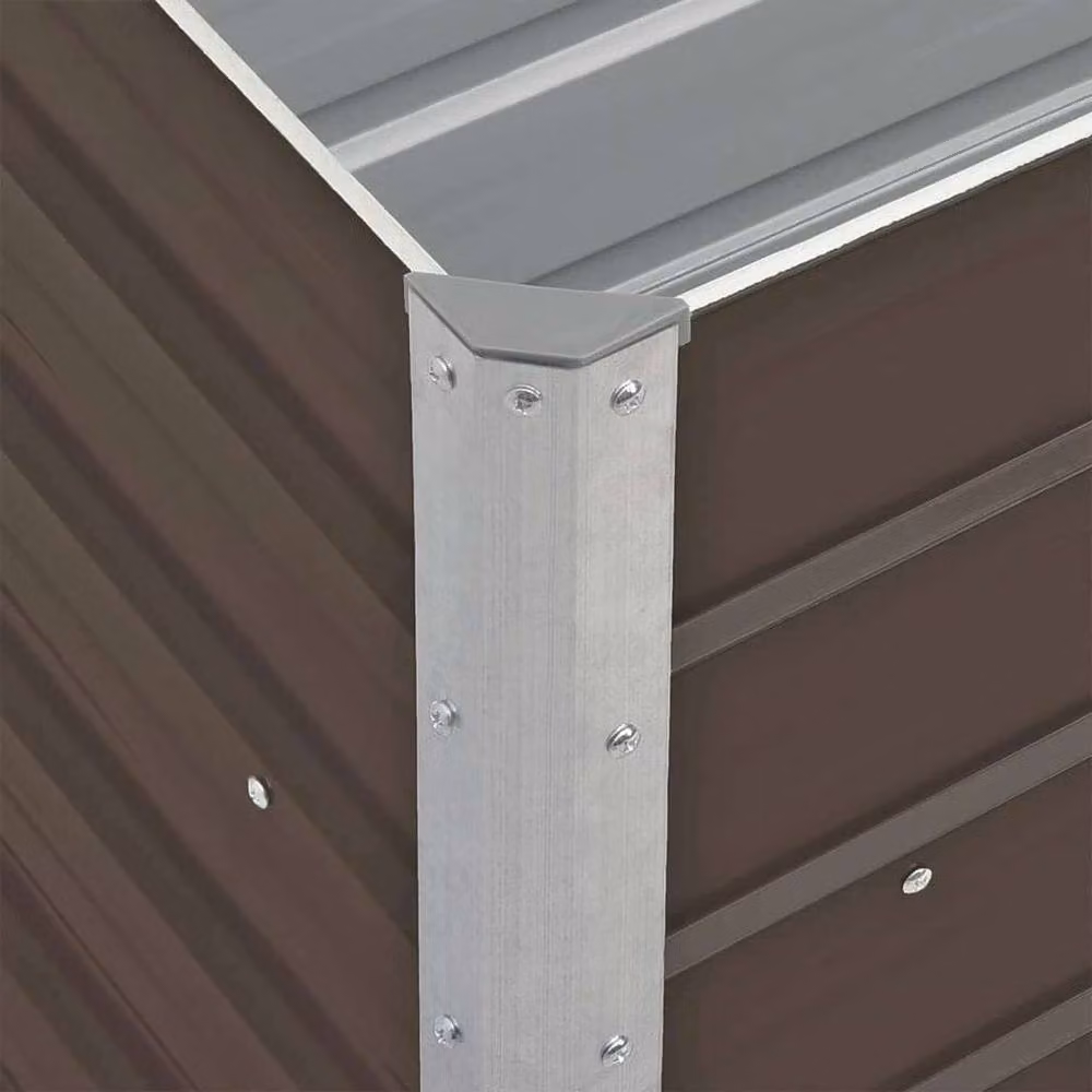 Berkfield Home Garden Galvanised Steel Raised Bed in Brown, W/D/H: 240 x 40 x 77 cm – 4