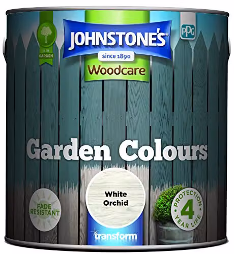 Johnstone's Garden Colours White Orchid Exterior Wood Paint, 2.5L – 1