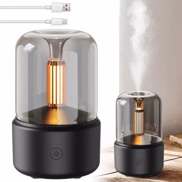 FLAVORA Quiet Aroma Diffuser with Warm Light in Black