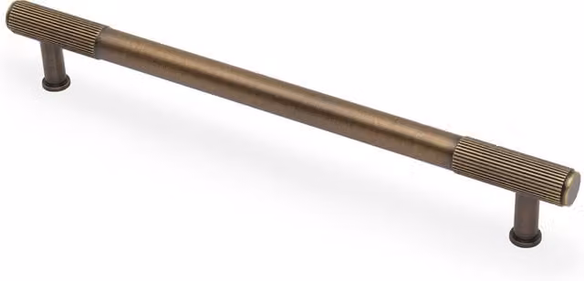 Handle & Home Polished Brass Reeded T-Bar Cabinet Handles in Brown, Length: 261 mm