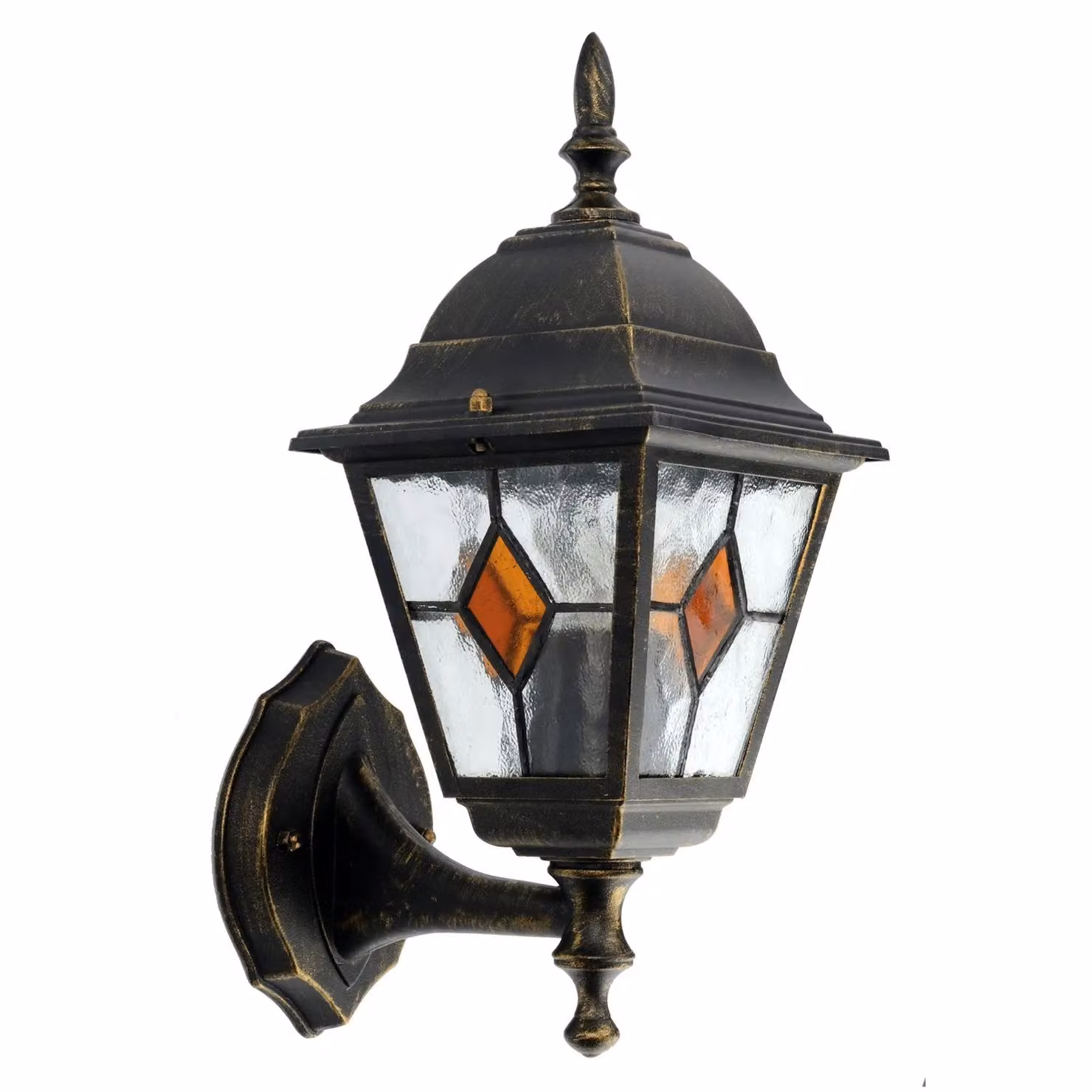 First Choice Lighting Morecambe Set of 2 Black and Brushed Gold IP44 Outdoor LED Wall Lanterns – 2