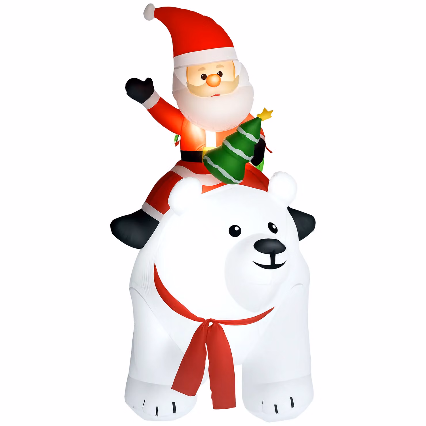 OUTSUNNY 6.6ft Christmas Inflatable Santa Claus with Polar Bear for Garden, White – 2