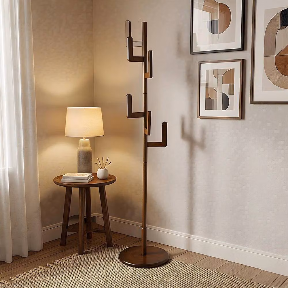 VOGREX Walnut Wooden Coat Rack and Hat Hanger in Brown – 4