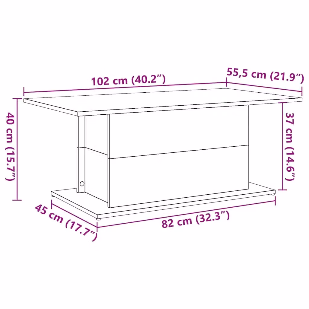 Berkfield Home Artisan Oak Coffee Table in Brown, W: 102 cm, D: 55.5 cm, H: 40 cm – 4