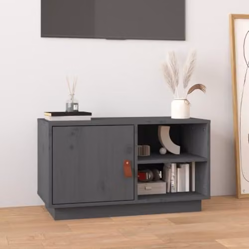 vidaXL Scandinavian TV Cabinet in Grey Solid Pine, W/D/H: 70 x 34 x 40 cm – 2
