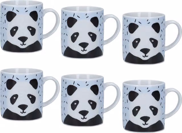 KitchenCraft Set of 6 White Porcelain Panda Espresso Cups – 1