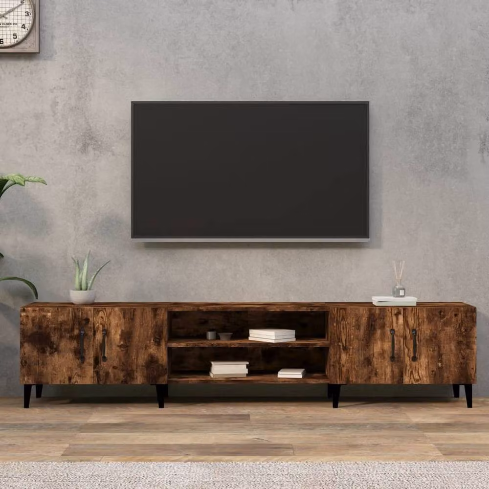 Berkfield Home Modern Smoked Oak TV Cabinet in Brown, W/D/H: 180 x 31.5 x 40 cm – 2