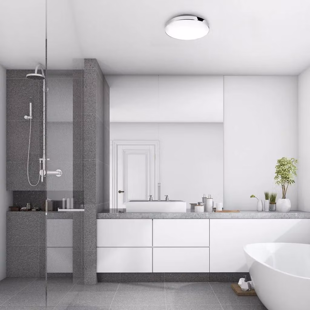 Briloner Leuchten 3351-016 LED Ceiling Light, White and Chrome, IP44, 13W, 1200 Lumen, 4000K, Diameter: 28.5 cm – 3