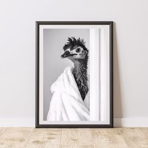 60 Second Makeover Emu Bathrobe Animal Print Paper Poster, W: 21.0 cm, H: 29.7 cm