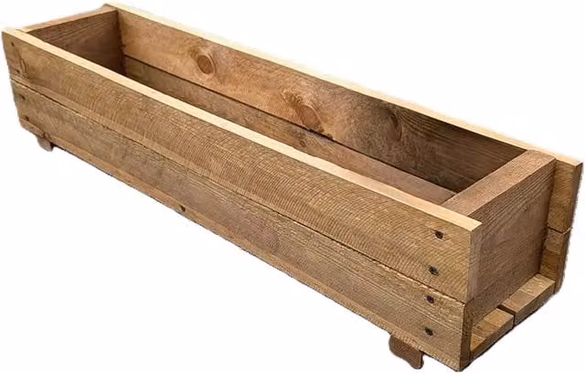 Woven Wood Window Box Planter in Brown