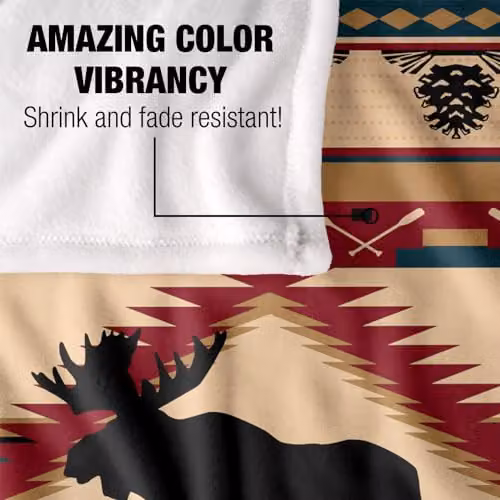 JQ Licensing Moose Lodge Silky Touch Super Soft Fleece Throw Blanket, Multicolour, W: 91 cm, D: 147 cm – 2