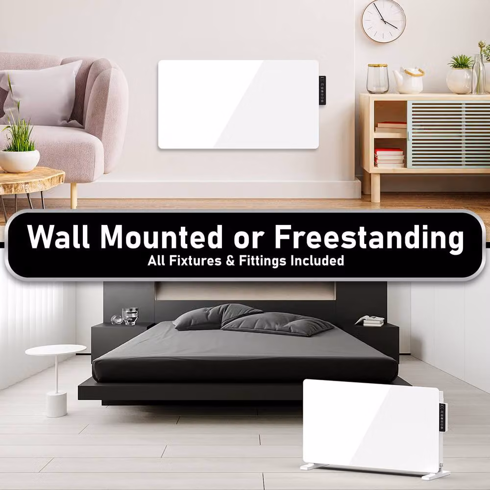 MYLEK 2kW White Glass Panel Electric Radiator with WiFi and App Control – 5